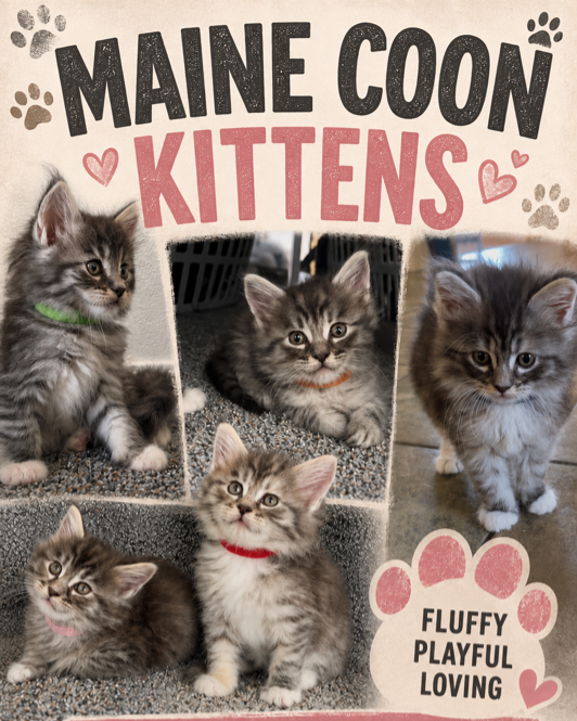 Maine Coon Kittens 1Male 3 Female's